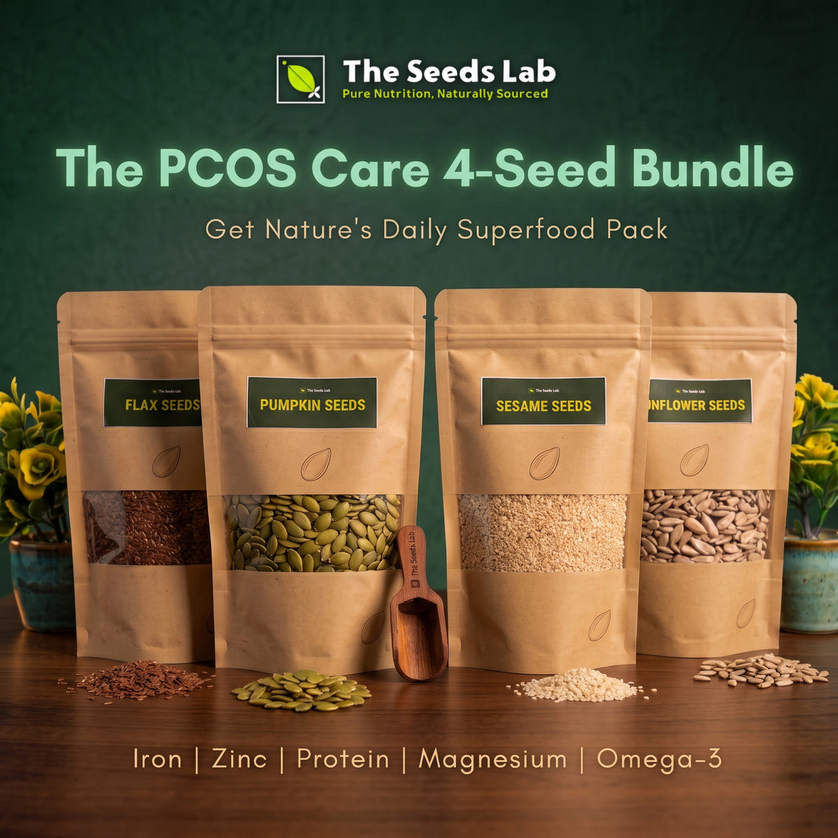 The PCOS Care Bundle 4 Seeds Bundle (Pumpkin + Sunflower + Sesame + Flax)